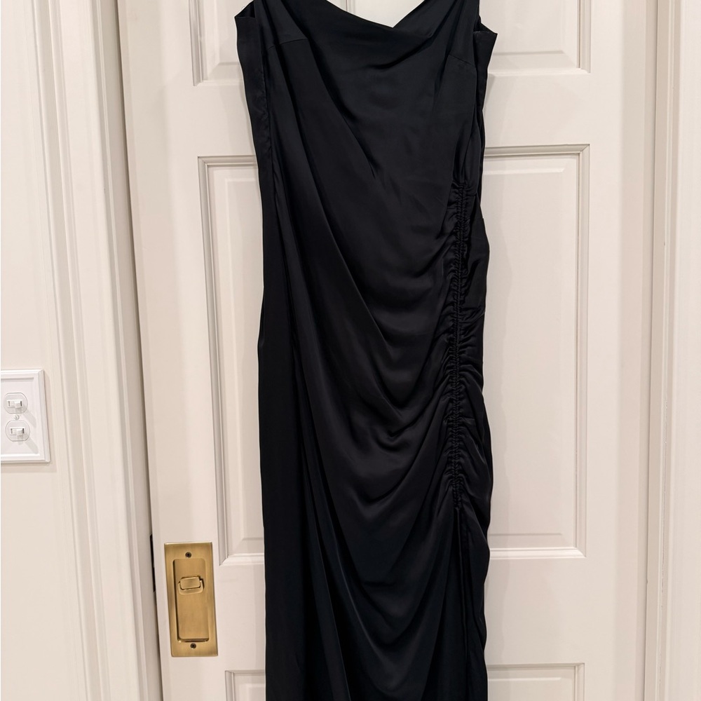 Cleobella Black Draped Maxi Dress with Ruched Side